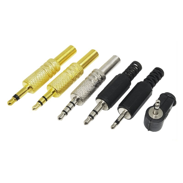 Silver Gold Plating 3.5mm 4 Pole TRRS Male Construction Plug Repair Headphone Replacement Jack Audio Soldering Connector