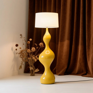 Lámpara de Pie Curva en Forma de S, Color Amarillo Brillante, con Pantalla de Tela, para Sala de Estar, Hotel, Decoración del Hogar - Product Image 4