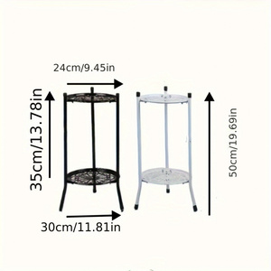 Support à plantes et étagère en métal à 2 niveaux, finition huilée, pour décoration intérieure/extérieure, 1 paquet - Product Image 5