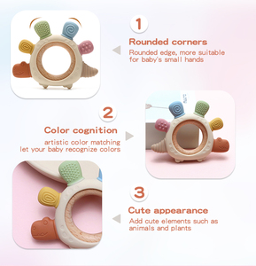 Mordedores de silicona para bebés de madera con forma de dibujos animados personalizados, juguetes de dentición de silicona sin BPA para bebés de 0 a 12 meses - Product Image 5