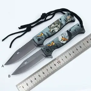 FA47 Portable Forge Handmade 440C Stainless Steel Hunting Outdoor Camping Survival Folding Knife With Rope