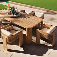 Ensemble de salle à manger d'extérieur en teck, mobilier de jardin en bois, table de restaurant et ensemble de 8 chaises, mobilier de cour d'hôtel