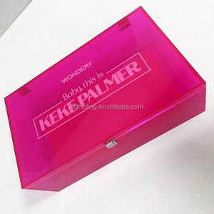 Venta al por mayor paquete de impresión tapa con bisagra abatible personalizar San Valentín lujo acrílico bebé azul neón Rosa Cajas de Regalo para regalo - Product Image 3