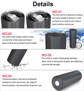 <span class=keywords><strong>Gobelet</strong></span> isotherme en acier inoxydable à double paroi brillant blanc et noir de 20 oz, fin et droit, pour sublimation - Product Image 6