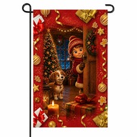 Drapeau de jardin en toile de jute double face 12x18 pouces, motif Père Noël, rennes et neige, Joyeux Noël, pour décoration extérieure de jardin et de maison