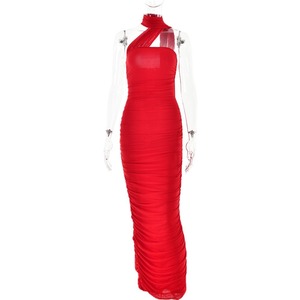 Robe longue asymétrique sans manches et dos nu pour femme, taille naturelle, respirante, idéale pour les soirées - Product Image 5