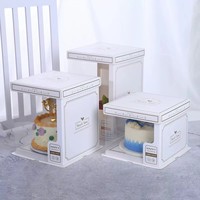 Boîtes à gâteaux transparentes personnalisées avec logo pour mariage et fête, grandes boîtes à gâteaux d'anniversaire en papier avec couvercle