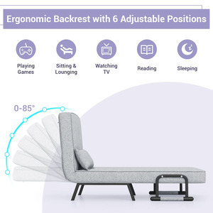 Sillón Sofá Plegable Convertible en Cama, Reclinable, Sillón Individual para Descanso, con Cojines para Oficina y Sala de Estar - Product Image 3