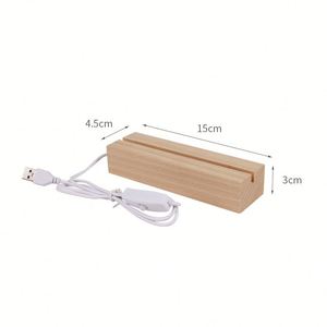 Beech Rectangular Oval LED Nightlight Base 7/3 Color Options Wooden Luminous USB Rechargeable 3D Nightlight Base Monochrome - Product Image 3