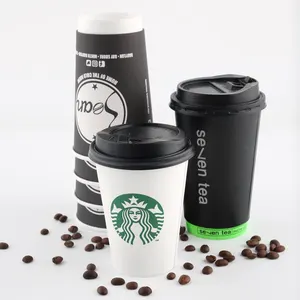 कस्टम मुद्रित लोगो ब्रांडेड निर्माता 8 ऑउंस 12 ऑउंस 16 ऑउंस डिस्पोजेबल सिंगल रिपल वॉल गर्म पेय के लिए पेपर कॉफी कप ढक्कन के साथ