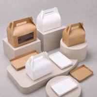 Boîte à gâteau en papier kraft avec logo personnalisé, étiquette privée, fenêtre haute transparence, poignée portable, emballage de boulangerie, taille personnalisée OEM, ODM