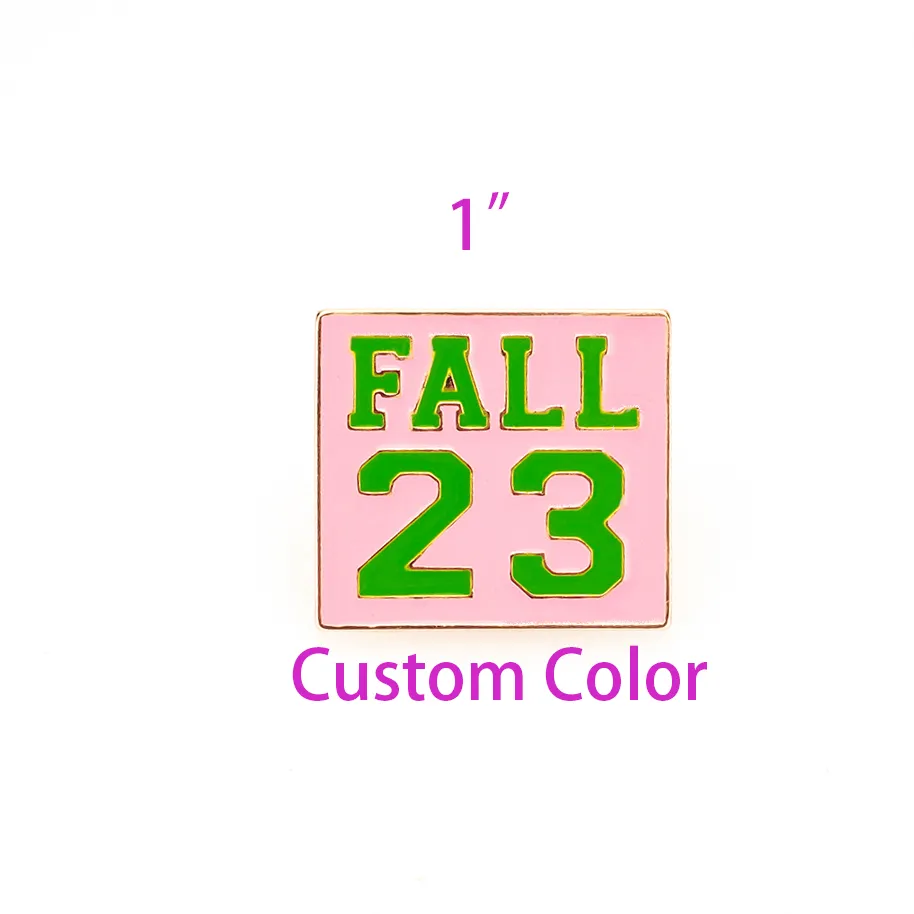 Customized Enamel Broches Pins Brooches Jewelry Green And Pink Greek Sorority FALL 23 Brooch Lapel Pin