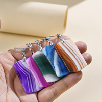 Pendentif en tranche d'agate polie, forme rectangulaire, collier en cristal de guérison