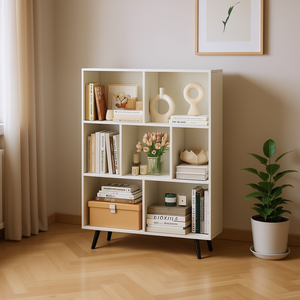 Libreria moderna a 7 cubi con gambe in metallo, organizer per soggiorno, mobile per la casa - Product Image 2