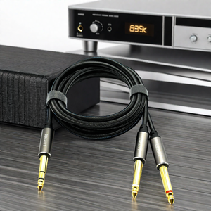 Alta calidad 6,35mm <span class=keywords><strong>1</strong></span>/<span class=keywords><strong>4</strong></span> pulgadas TRS macho Dual 6,35mm <span class=keywords><strong>1</strong></span>/<span class=keywords><strong>4</strong></span> pulgadas TS macho Mono Breakout <span class=keywords><strong>Cable</strong></span> chapado en oro estéreo Y <span class=keywords><strong>Cable</strong></span> - Product Image 5