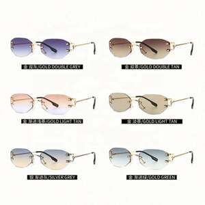 Lunettes de soleil tendance avec logo personnalisé, nouvelle collection, en alliage, dégradé, UV400, petite monture, sans monture, pour femmes - Product Image 6