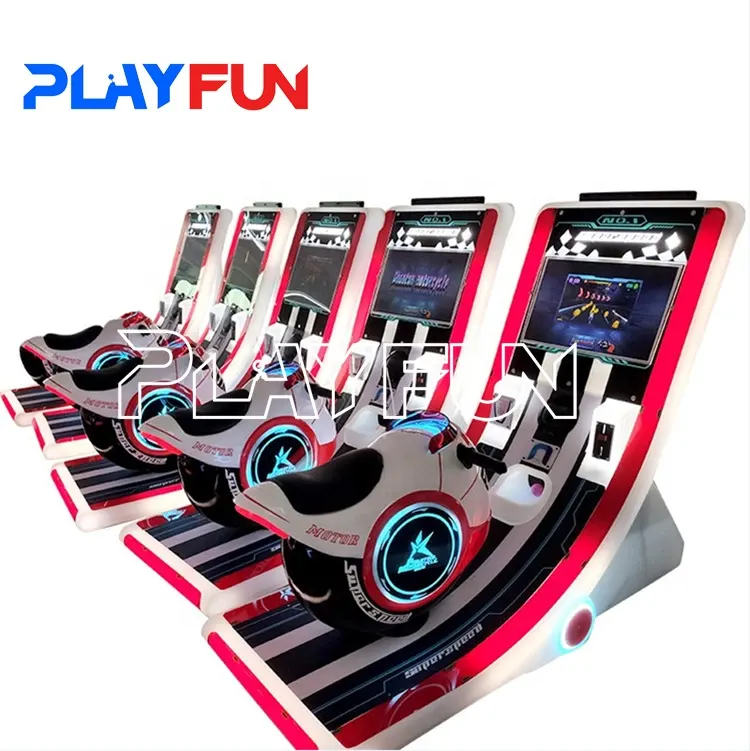 PlayFun New Coin Operated Kids Phantom Motor Super Motor Racing Game Arcade Motorcycle Motorbike Racing Gaming Machine
