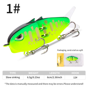 Esca Luya Cross-Border Micro-Pencil 60mm con Doppio Amo, Affondamento Lento, Bionica Colorata, per Pesca al Persico e al Pesce Mandarino - Product Image 6
