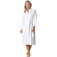 Venta al por mayor personalizado 5 estrellas Hotel Logo blanco bata de baño de secado rápido transpirable 100% algodón Kimono Waffle Spa Albornoz