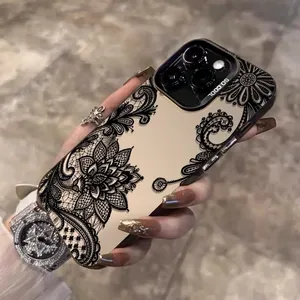Mode Dentelle Floral Motif Antichoc Téléphone étui pour <span class=keywords><strong>iphone</strong></span> <span class=keywords><strong>11</strong></span> 12 13 14 15 Pro Max X XR XS Max 15Pro Dur PC <span class=keywords><strong>Coque</strong></span> Arrière - Product Image 4