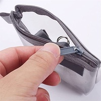 Organisateur de pièces de monnaie triangulaire simple en nylon, sac à clés et cartes en maille, mini porte-monnaie transparent, sac de rangement, trousse de maquillage transparente