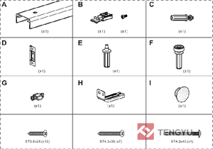 Tengyu आर्थिक द्वि-तह कोठरी का दरवाजा हार्डवेयर किट थोक द्वि-गुना दरवाजा प्रणाली - Product Image 6