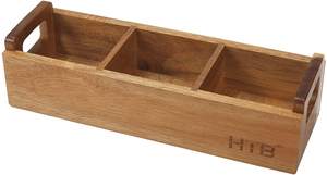 Boîte à thé en bois d'acacia avec poignée, boîtier de rangement, avec 3 compartiments, Mini récipient de stockage séparé, pour B - Product Image 3