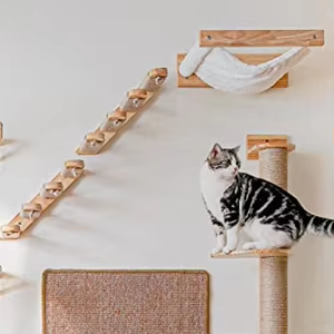 Struttura per Arrampicata per Gatti da Parete con Scala a Quattro Gradini Rivestita in Corde di Canapa, Arredo per Animali Domestici Adatto per Gatti - Product Image 5