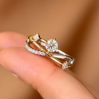 Bague en or blanc massif 18 carats « Fée Céleste Étoile Orbitale » avec diamant de laboratoire 1 carat pour femme – Fiançailles, Anniversaire, Porte-bonheur