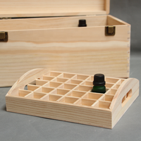 Boîte de rangement multifonctionnelle en bois de pin sculpté, style campagne française, grande capacité, compartiments carrés, pour artisanat