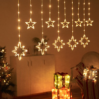 LED Romantische Mond-Stern-Lichterkette Weihnachts-Diwali-Ramadan Einkaufszentrum Garten Terrasse Dekorationsbeleuchtung mit 8 Funktionen