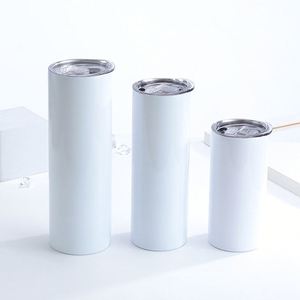 Sublimation Tumblers Bulk 20 oz Skinny Straight Double Wall Stainless Steel Skinny Tumbler with <b>Shrink</b> <b>Wrap</b> Film - Product Image 1