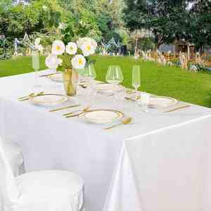 Nappe en satin de soie très populaire pour la décoration intérieure, nappe blanche unie pour tables de balcon extérieures, idéale pour les fêtes et banquets - Product Image 3
