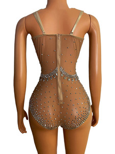 NOVANCE Y2364 Vêtements d'été pour adolescentes Body avec bordure en strass et diamants Strap Nightclub Stage Singer Vestidos De Clube - Product Image 2
