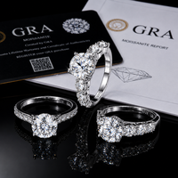 Bague de fiançailles de luxe en argent sterling S925 avec une grande pierre centrale ronde brillante, moissanite D VVS, pour femme, bague de mariage
