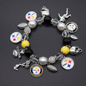 Pulsera Elástica con Cuentas de los 32 Equipos de la <span class=keywords><strong>NFL</strong></span>, Última Moda en Venta, Pulseras de los Steelers y los Saints - Product Image 1