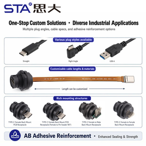 Conector USB-C 3.1 Tipo C Impermeable IP67, Conector de Aviación Hembra a Macho, Cable FPC, Adaptador de Montaje en Panel PCB <span class=keywords><strong>Doble</strong></span> Hembra - Product Image 5