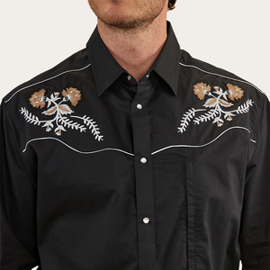 Flanel pakaian koboi grafis bordir katun Barat keamanan koboi merah muda tinggi & tinggi gaya Barat kemeja Barat - Product Image 2