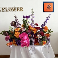 Arrangement floral artificiel multicolore en soie, fausse Phalaenopsis Anthurium, centre de table de mariage luxueux et haut de gamme