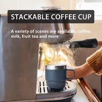 Vaso de Café Espresso Apilable de Acero Inoxidable de 8 oz, Tapa Magnética, Termo de Doble Pared para Alimentos, Botella de Agua, Vaso Apilable de 8 oz