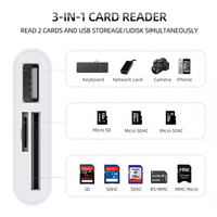 Convertisseur hub multi-ports 3 en 1 Type-c/Mirco USB vers USB A OTG Adaptateur TF SD lecteur de carte mémoire pour ordinateur portable