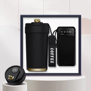 Kit de bienvenida con taza de café de cerámica personalizada y batería externa, cargador de taza de viaje con pantalla de temperatura inteligente, regalo VIP al por mayor. - Product Image 1