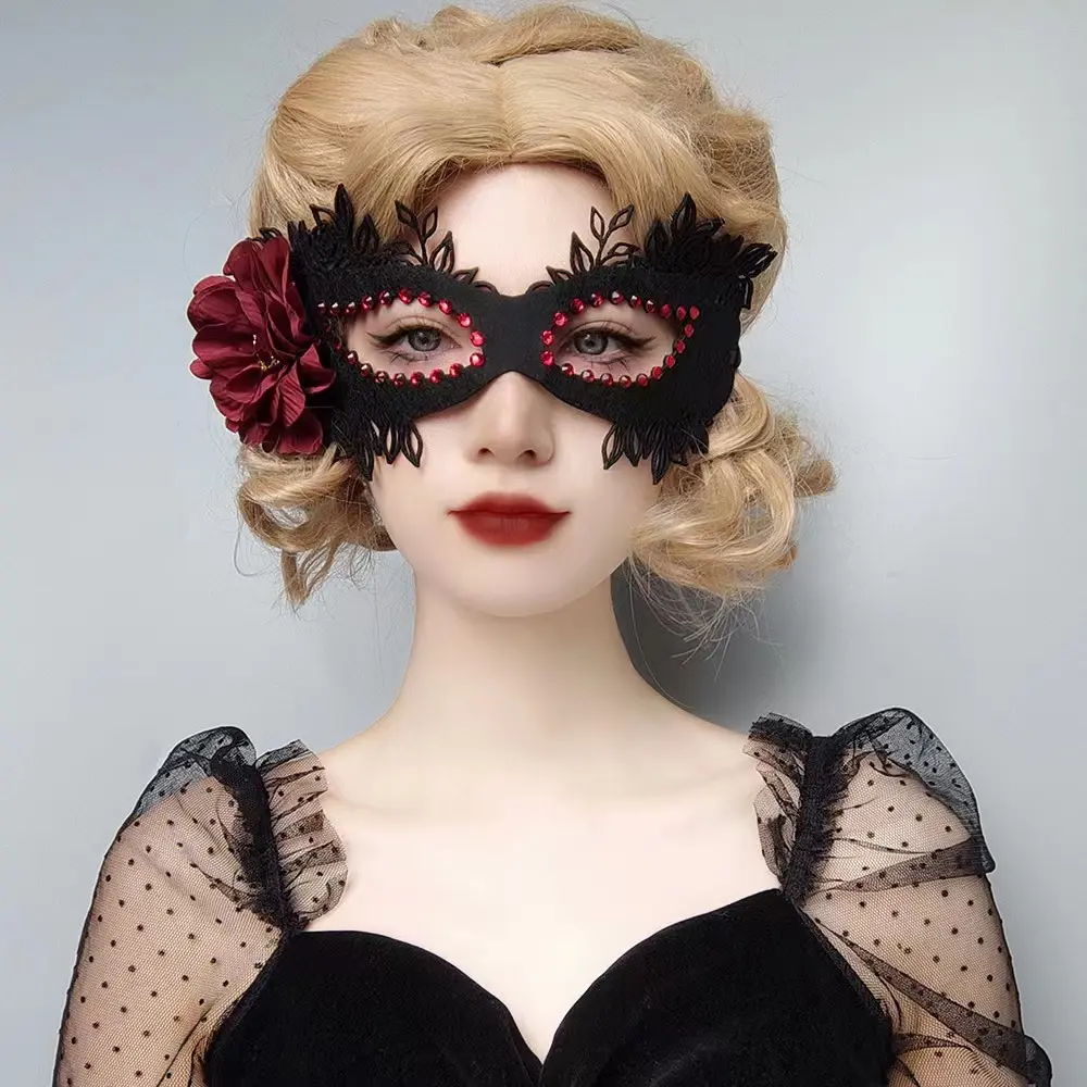Rose eye mask masquerade Adults child Halloween party Halloween Carnival Fancy Dress Cosplay SM Rose eye Lace mask
