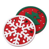 Sets de table ronds en feutre non tissé pour Noël, motif flocon de neige et sapin découpé, écologiques et résistants à l'huile, pour la décoration de table des fêtes