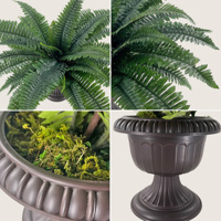 Plante artificielle de fougère de Boston de 19 pouces, fougère artificielle dense avec pot en urne classique pour la verdure intérieure et la décoration extérieure