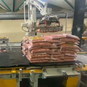 Ligne de palettisation et d'emballage automatique pour sacs tissés avec pesage et codage, robot 6 axes robuste et personnalisable - Product Image 6