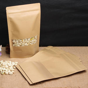 Stand up Brown <span class=keywords><strong>Kraft</strong></span> Paper Resellable Ziplock Cremallera Termosellable Almacenamiento de alimentos Doypack <span class=keywords><strong>Bolsas</strong></span> de embalaje Bolsa - Product Image 4