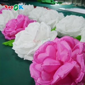 Sayok bơm hơi khổng lồ hoa trang trí đám cưới <span class=keywords><strong>Inflatable</strong></span> Rose Flower Chain với đèn LED - Product Image 2
