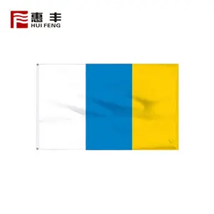 110G 200D Gestrickte Polyester Kanarischen Inseln Flagge Stoff, Nationalen Inseln Flagge 3X5 Polyester