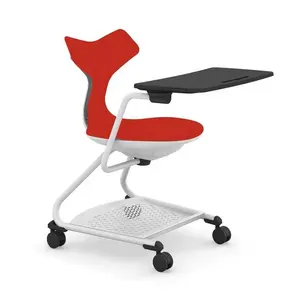 GS-1830D-silla ergonómica de entrenamiento escolar con respaldo PP, muebles educativos de fácil movimiento, diseño de cola de ballena, con tableta